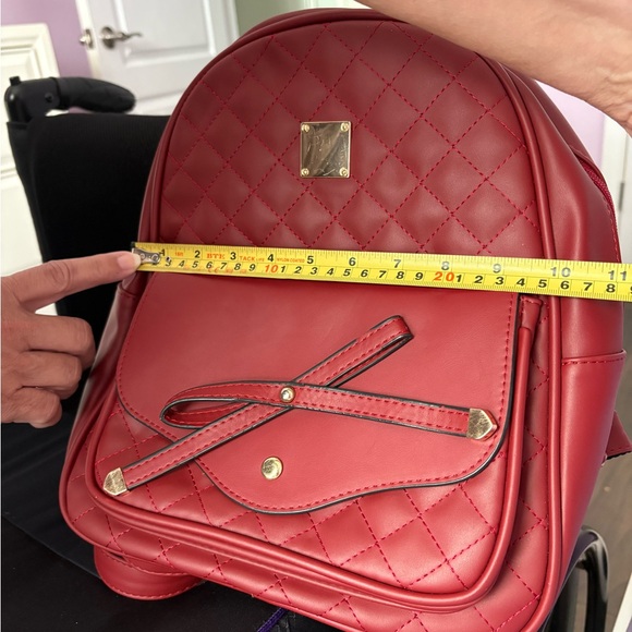 Girls Bowknot Cute Leather Backpack Mini Backpack Purse for Women (Red) (2 pcs) - Picture 14 of 14